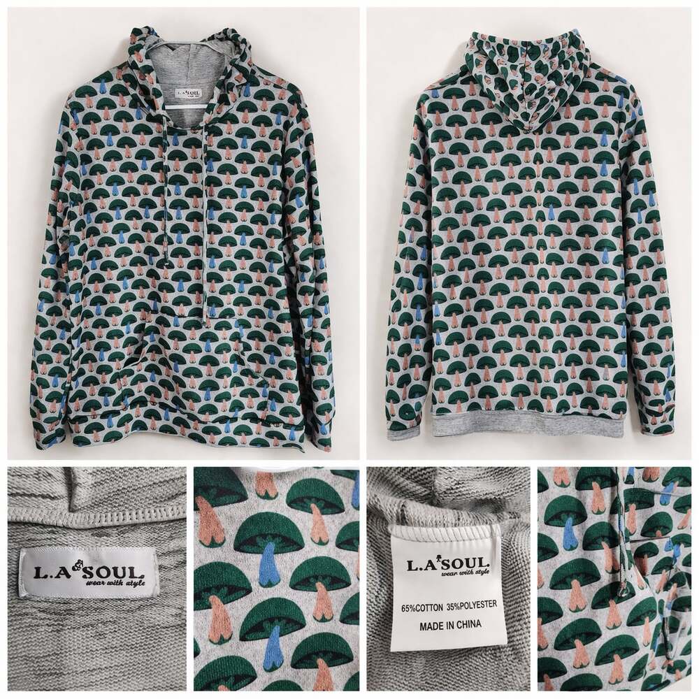 L.A. Soul Whimsical Mushroom Print Pullover Hoodie
